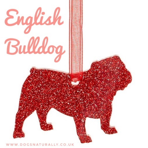 English Bulldog Glitter Decoration (Red)
